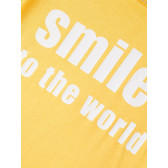 Βαμβακερό T-shirt Smile to the world, κίτρινο Name it 336609 3