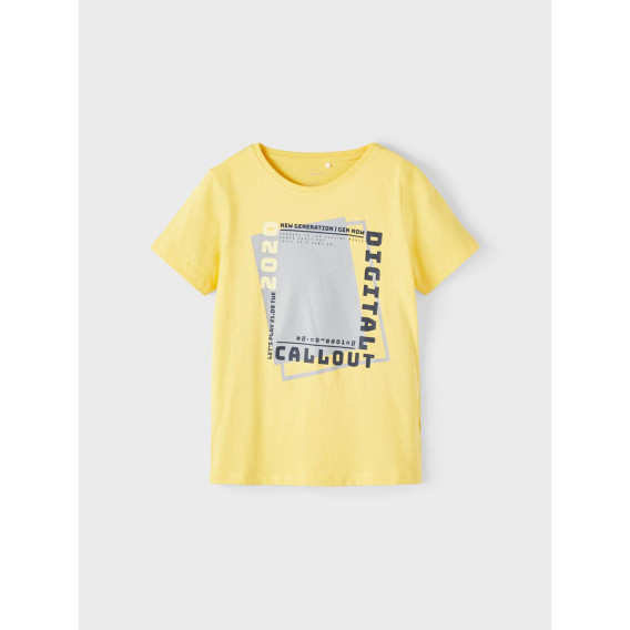 Ψηφιακό βαμβακερό μπλουζάκι, κίτρινο Name it 336624 