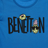 Βαμβακερό μπλουζάκι με τύπωμα την επωνυμία και ανανά, μπλε Benetton 336740 2