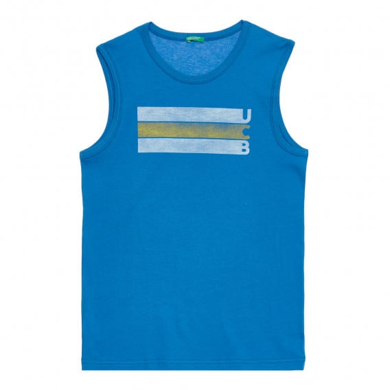 Βαμβακερή μπλούζα με στάμπα, μπλε χρώμα Benetton 336746 