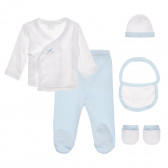 Σετ βρεφικών ρούχων Interbaby πέντε τεμαχίων, εμπριμέ, μπλε για αγόρια Inter Baby 336872 