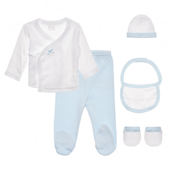 Σετ βρεφικών ρούχων Interbaby πέντε τεμαχίων, εμπριμέ, μπλε για αγόρια Inter Baby 336872 