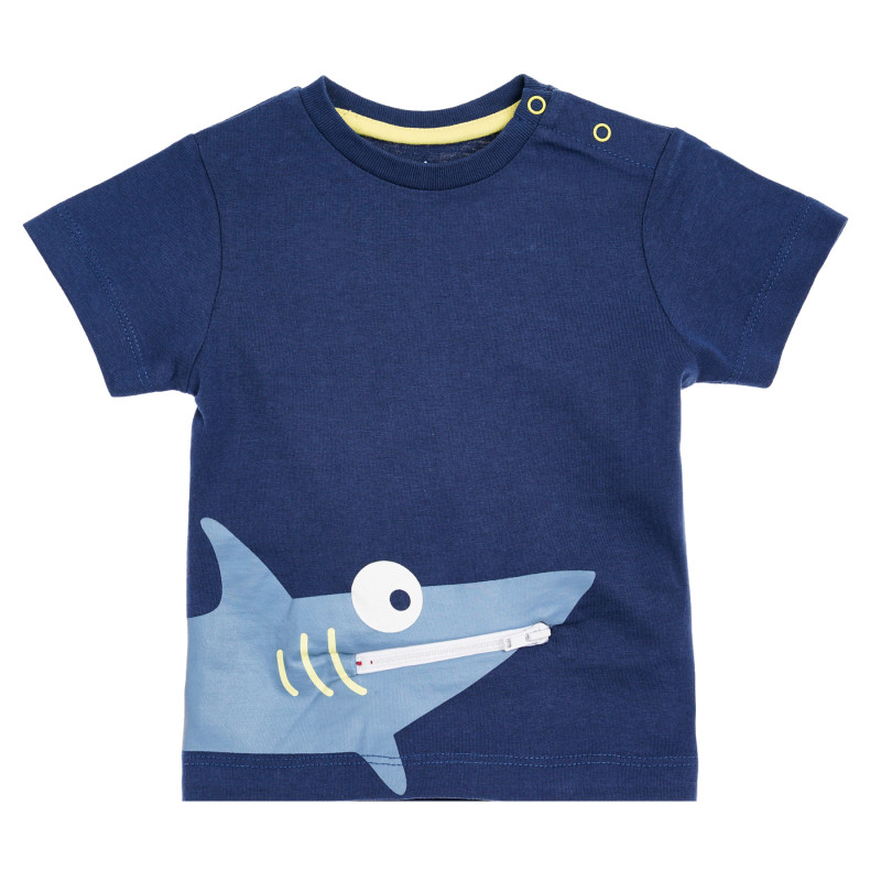 Βαμβακερό μπλουζάκι με στάμπα Baby Shark, μπλε  339010