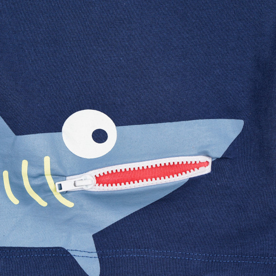 Βαμβακερό μπλουζάκι με στάμπα Baby Shark, μπλε ZY 339011 2
