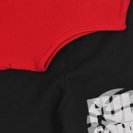 Βαμβακερή μπλούζα και σορτς σε κόκκινο και μαύρο Acar 339712 5