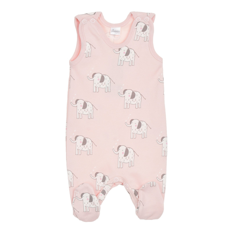 Βαμβακερό ολόσωμο με τύπωμα για μωρό, ροζ  340510