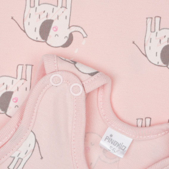 Βαμβακερό ολόσωμο με τύπωμα για μωρό, ροζ Pinokio 340511 2