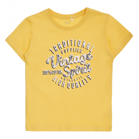 Βαμβακερό μπλουζάκι vintage spirit, κίτρινο Name it 340656 