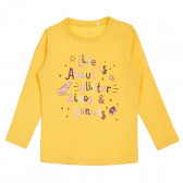 Βαμβακερή μπλούζα με μακριά μανίκια Dinos &amp; donuts για μωρά, κίτρινη Name it 340686 7