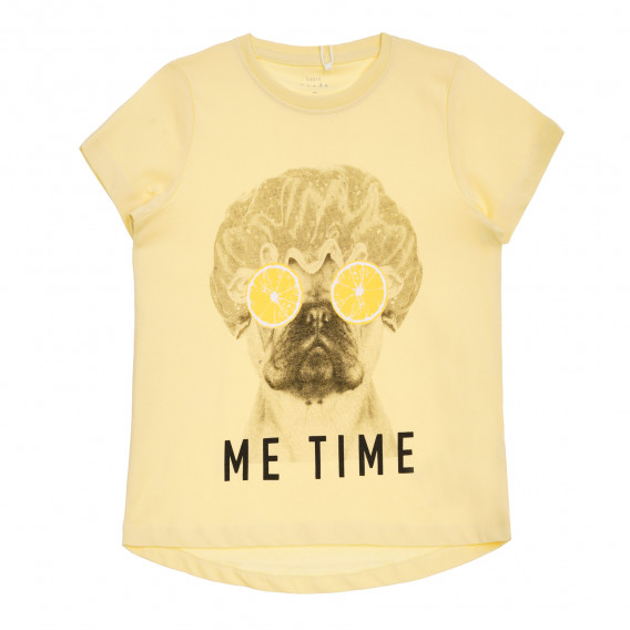 Βαμβακερό T-shirt Me time, κίτρινο Name it 340791 