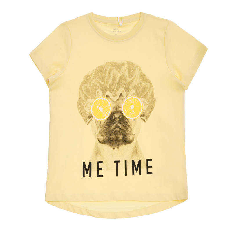 Βαμβακερό T-shirt Me time, κίτρινο  340791