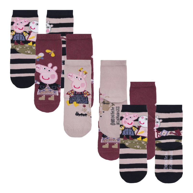 Σετ με τρίχρωμες κάλτσες με στάμπες peppa pig  340805