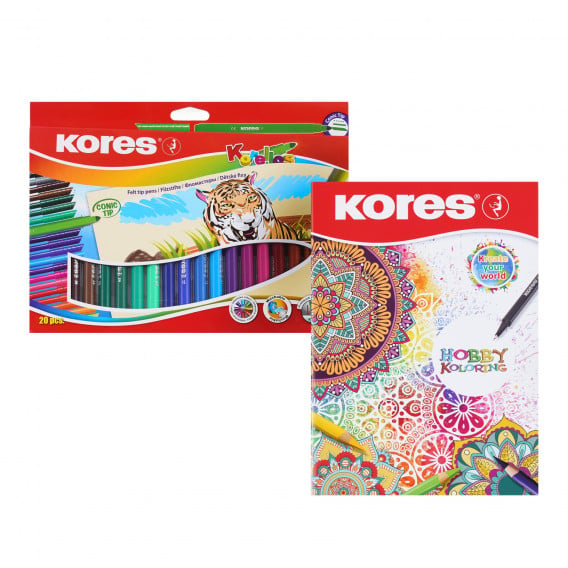 Σετ χρωματιστοί κωνικοί μαρκαδόροι, 20 χρωμάτων Kores 342408 