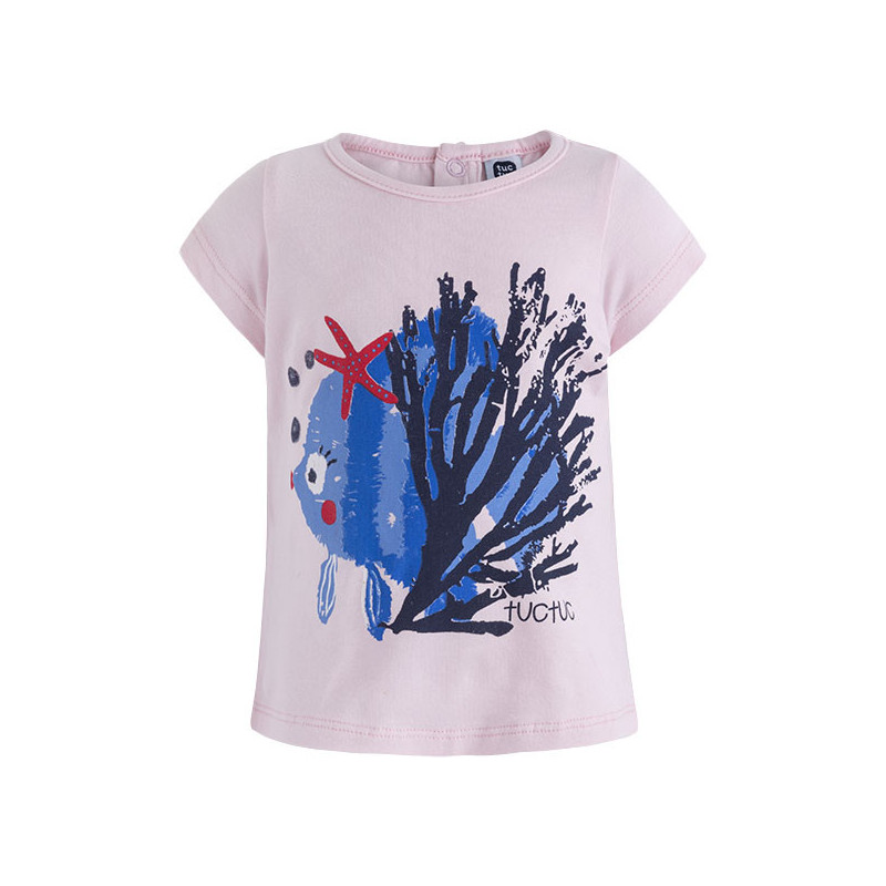T-shirt σε λευκό χρώμα με τυπωμένα θαλασσινά σχέδια, για κορίτσι  34470