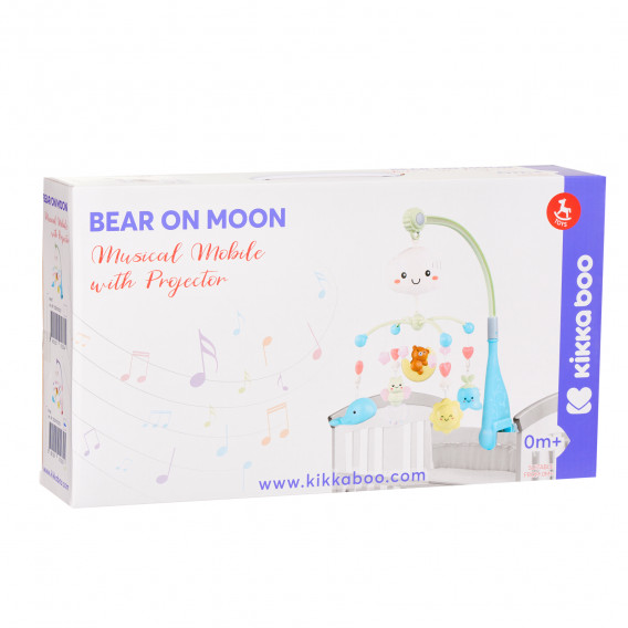 Ροζ μουσικό καρουσέλ παιχνίδι με προβολέα αρκούδα στο φεγγάρι Kikkaboo 344704 4
