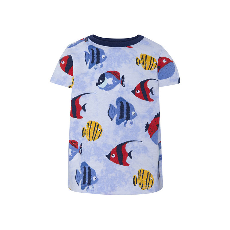 Βαμβακερό T-shirt με γιακά και πολύχρωμο σχέδιο ψάρι, για αγόρι  34500