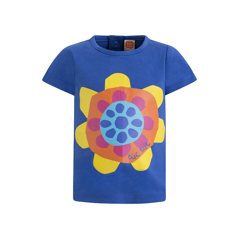 Βαμβακερό t-shirt για κορίτσι, με πολύχρωμo σχέδιο λουλούδι  34566
