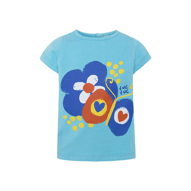 Βαμβακερό t-shirt με φλοράλ σχέδιο και πεταλούδα, για κορίτσι  34617
