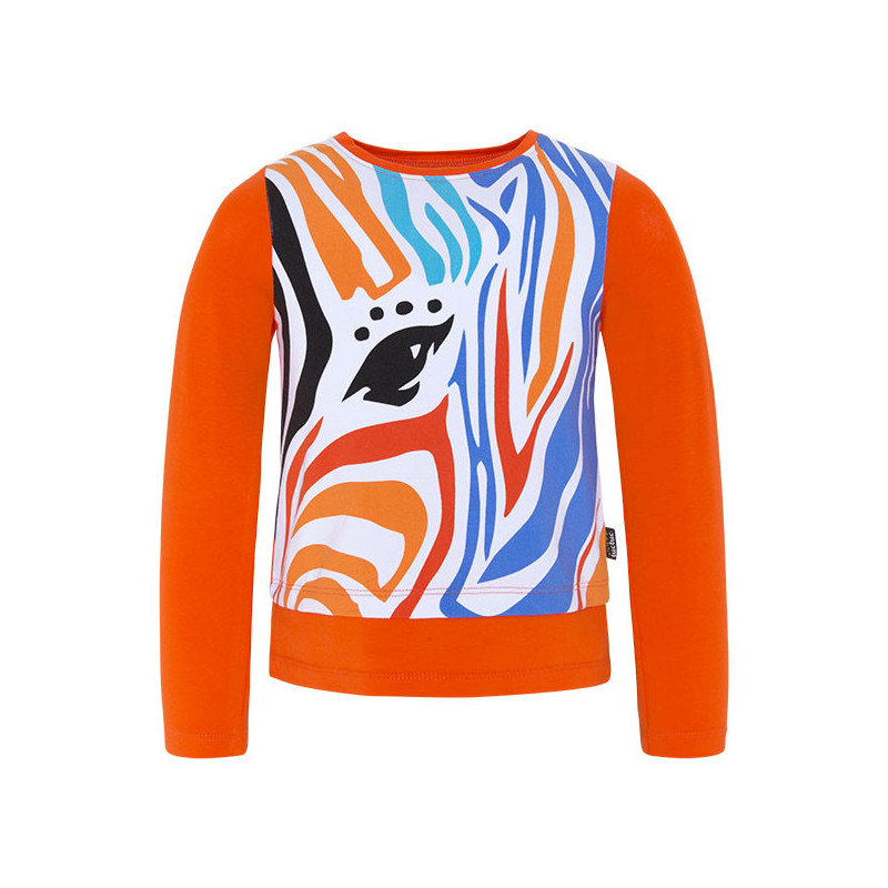 Βαμβακερή, πορτοκαλί, μακρυμάνικη μπλούζα με έγχρωμα σχέδια, για κορίτσι  34873