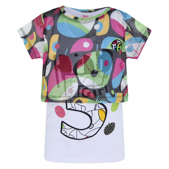 Επίμηκες μπλουζάκι, αποτελούμενο από 2 κομμάτια, με πολύχρωμα σχέδια, για κορίτσι Tuc Tuc 34901 