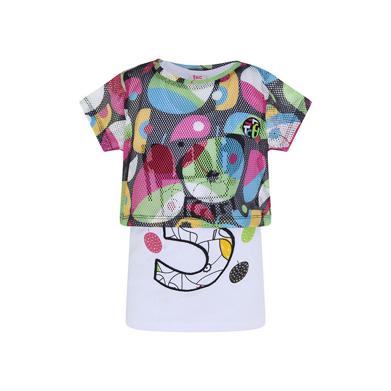 Επίμηκες μπλουζάκι, αποτελούμενο από 2 κομμάτια, με πολύχρωμα σχέδια, για κορίτσι  34901