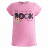 Βαμβακερή, ροζ, κοντομάνικη μπλούζα με επιγραφή, για κορίτσι Tuc Tuc 34943 