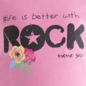 Βαμβακερή, ροζ, κοντομάνικη μπλούζα με επιγραφή, για κορίτσι Tuc Tuc 34945 3