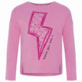 Βαμβακερή, ροζ, μακρυμάνικη μπλούζα, με κομψά κοψίματα μπροστά, για κορίτσι Tuc Tuc 34946 