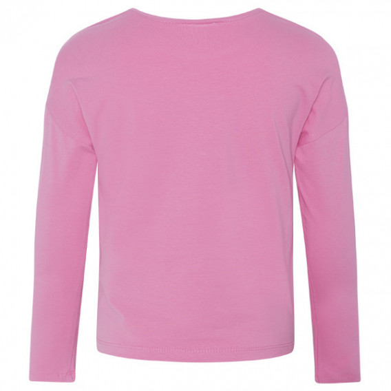 Βαμβακερή, ροζ, μακρυμάνικη μπλούζα, με κομψά κοψίματα μπροστά, για κορίτσι Tuc Tuc 34947 2
