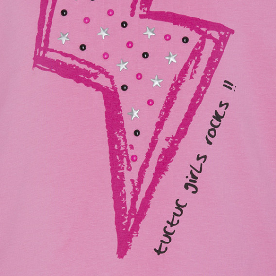 Βαμβακερή, ροζ, μακρυμάνικη μπλούζα, με κομψά κοψίματα μπροστά, για κορίτσι Tuc Tuc 34948 3