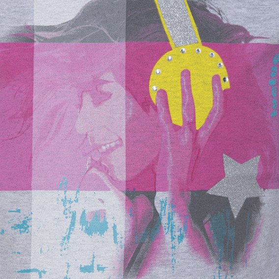 Μακρυμάνικη μπλούζα με έγχρωμη στάμπα και τρουκς μπροστά για κορίτσι Tuc Tuc 34978 3