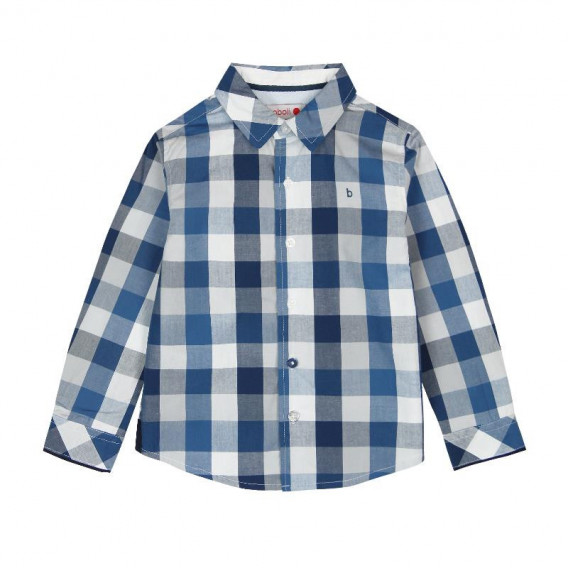 Βαμβακερό πουκάμισο για αγόρι, σε μπλε και άσπρο καρό Boboli 3690 