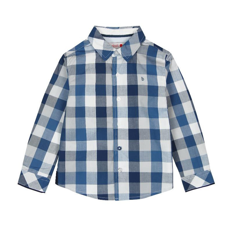 Βαμβακερό πουκάμισο για αγόρι, σε μπλε και άσπρο καρό  3690