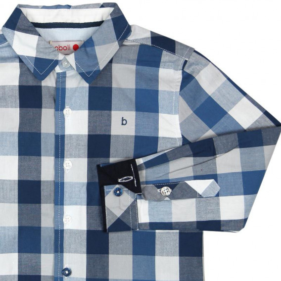 Βαμβακερό πουκάμισο για αγόρι, σε μπλε και άσπρο καρό Boboli 3692 3