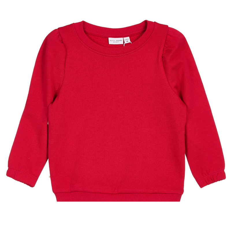 Οργανική βαμβακερή μπλούζα με φουσκωμένα μανίκια, κόκκινη  369874