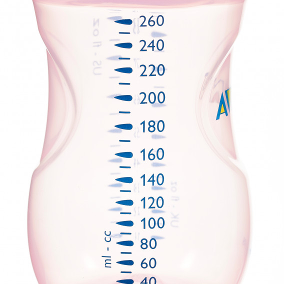 Μπουκάλι πολυπροπυλενίου Natural, με πιπίλα 1 τρύπα, 1+ μηνών, 260 ml, ροζ Philips AVENT 370047 3