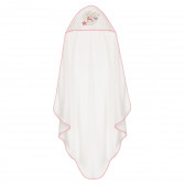 Βρεφική λευκή και ροζ πετσέτα μπάνιου 100 x 100 cm OSITO AMOROSO  Inter Baby 370207 
