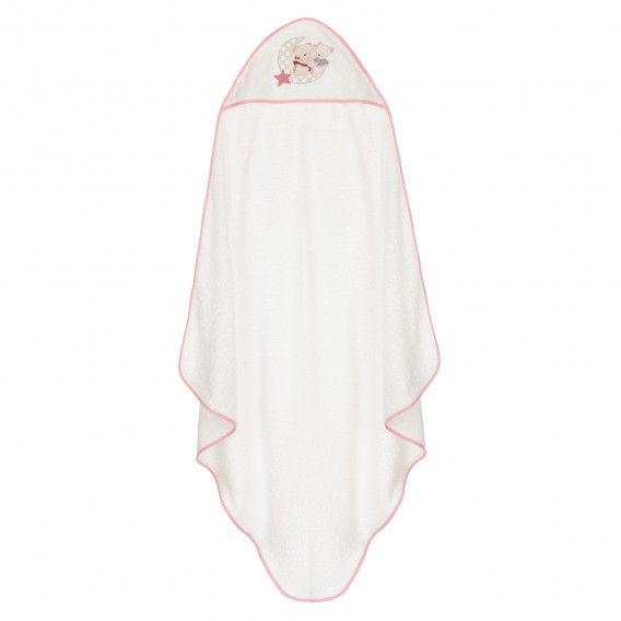 Βρεφική λευκή και ροζ πετσέτα μπάνιου 100 x 100 cm OSITO AMOROSO  Inter Baby 370207 