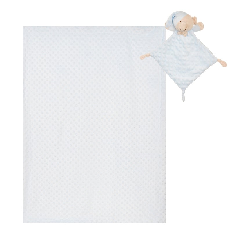 Βρεφική κουβέρτα 80 x 100 cm με μαλακό αρκουδάκι, μπλε  370229