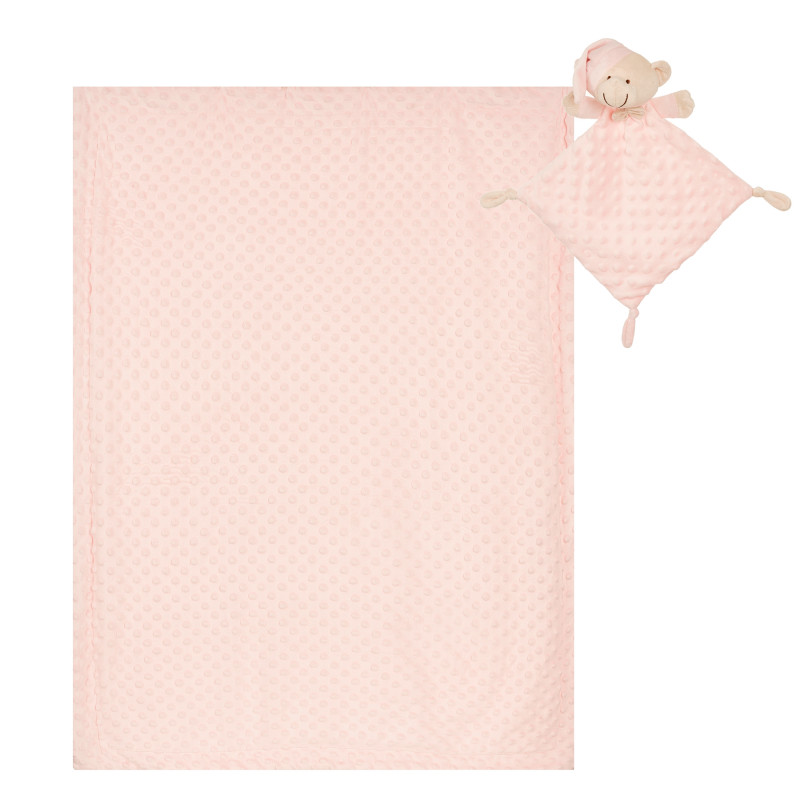Βρεφική κουβέρτα 80 x 100 cm με απαλό αρκουδάκι, ροζ  370235