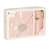 Βρεφική κουβέρτα 80 x 100 cm με απαλό αρκουδάκι, ροζ Inter Baby 370240 6