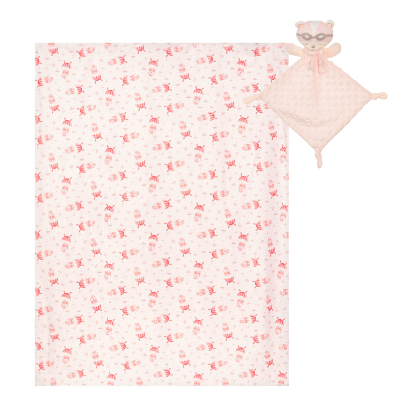 Βρεφική κουβέρτα 80 x 100 cm με απαλό παιχνίδι, σε ροζ χρώμα  370247