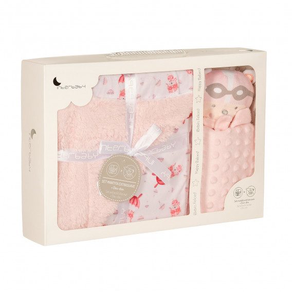 Βρεφική κουβέρτα 80 x 100 cm με απαλό παιχνίδι, σε ροζ χρώμα Inter Baby 370252 6