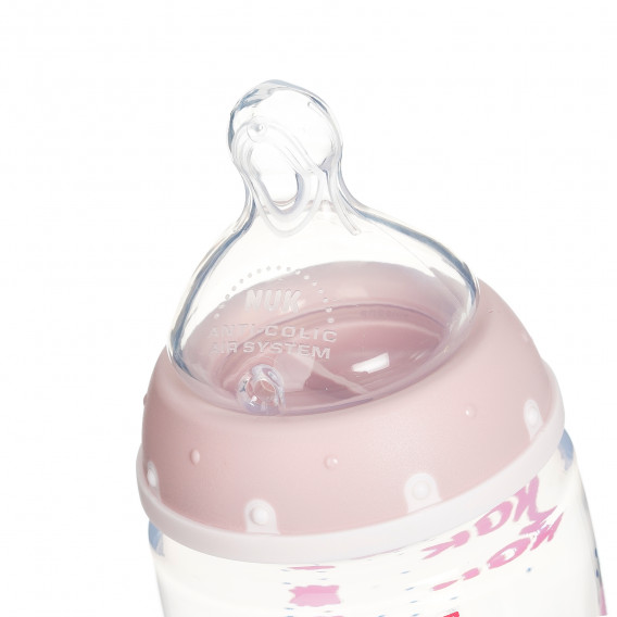 First Choice ροζ φιάλη πολυπροπυλενίου, Termo control​ με πιπίλα μέσης ροής για ηλικία  0-6 μηνών, 300 ml. NUK 371069 3