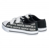 Μαύρα πάνινα παπούτσια με τυπωμένη λευκή λεζάντα για αγόρι Arnetta 371143 3