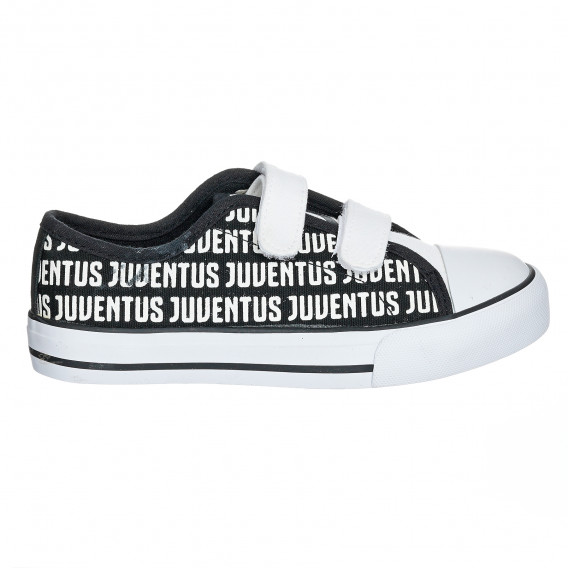 Μαύρα πάνινα παπούτσια με τυπωμένη λευκή λεζάντα για αγόρι Arnetta 371144 