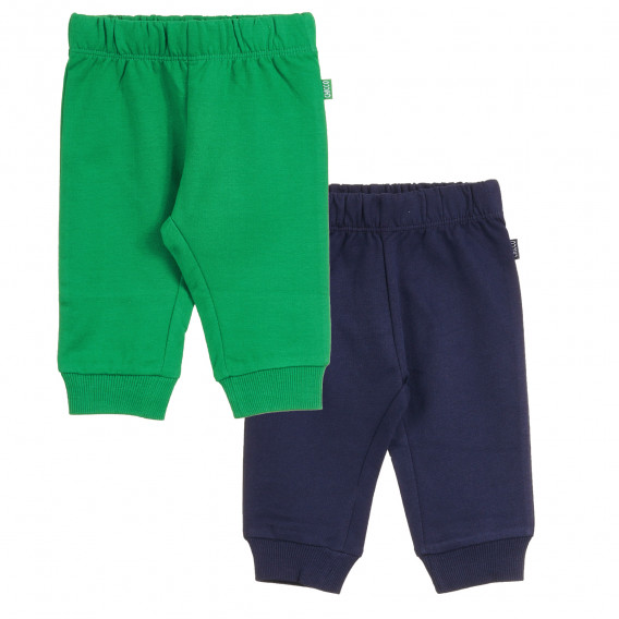 Σετ από δύο βαμβακερά, βρεφικά παντελόνια, σε πράσινο και σκούρο μπλε χρώμα, για αγόρι Chicco 371156 