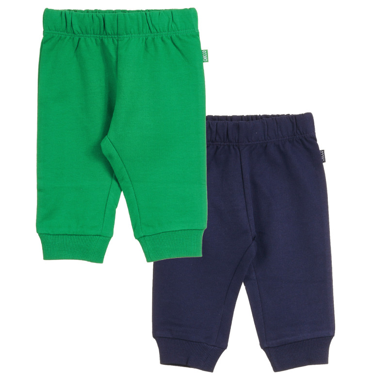Σετ από δύο βαμβακερά, βρεφικά παντελόνια, σε πράσινο και σκούρο μπλε χρώμα, για αγόρι  371156