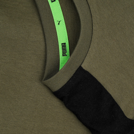 Βαμβακερή μπλούζα με μακριά μανίκια και το λογότυπο της μάρκας, πράσινη Puma 371179 4