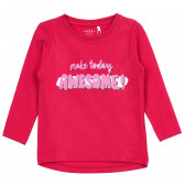 Οργανική βαμβακερή μπλούζα με εκτύπωση Awesome, σκούρο ροζ Name it 371209 